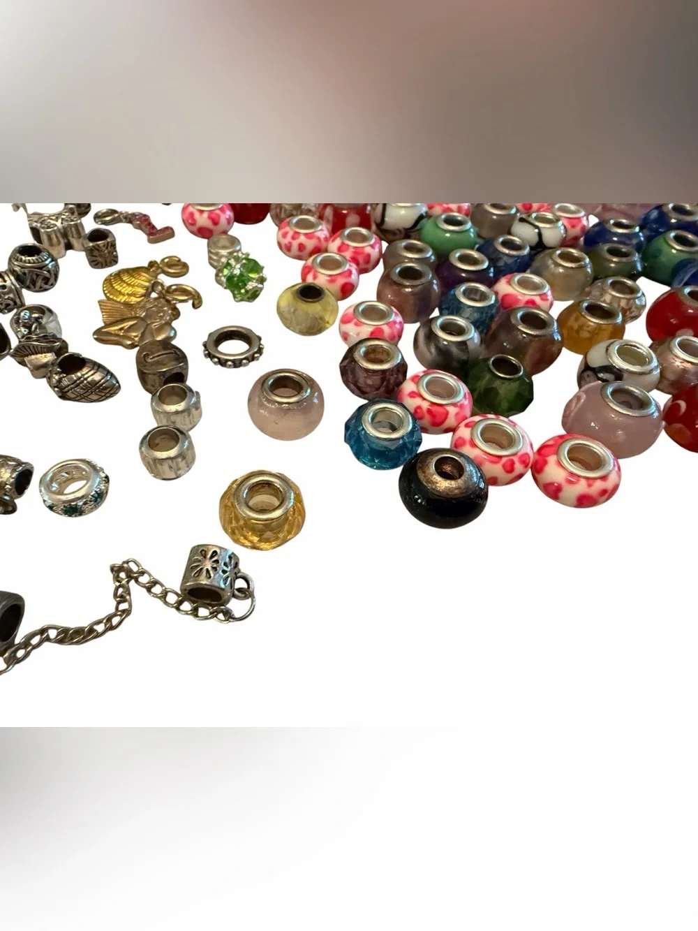 Mixed Charm Beads and Silver Chains